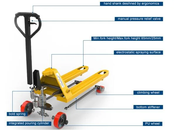 2500kg Hydraulic Hand Pallet Truck Trolley 3 Ton Price China Supplier for Sale